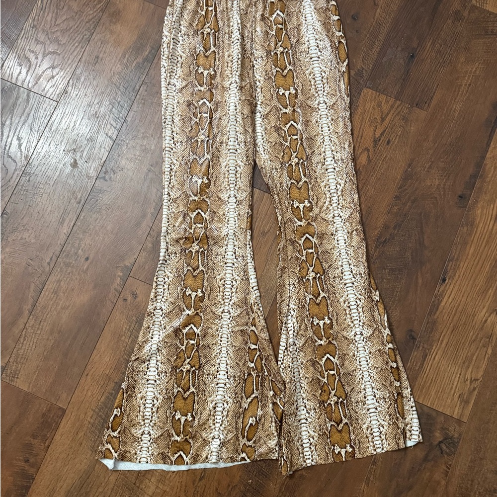 Stylish Snake Print Flare Pants